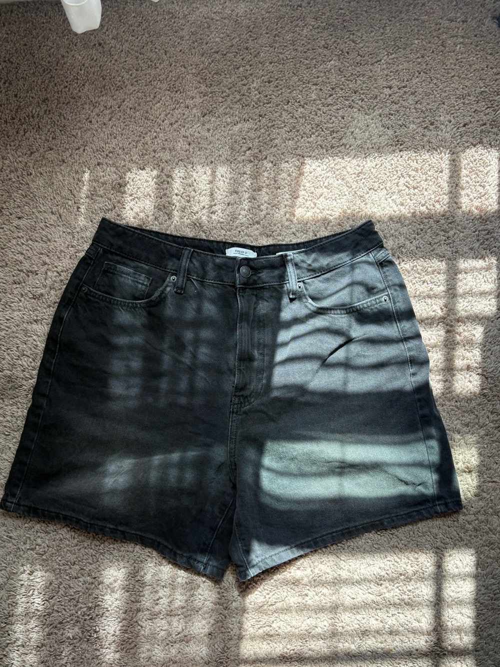 Forever 21 Black High-Rise Denim Shorts
